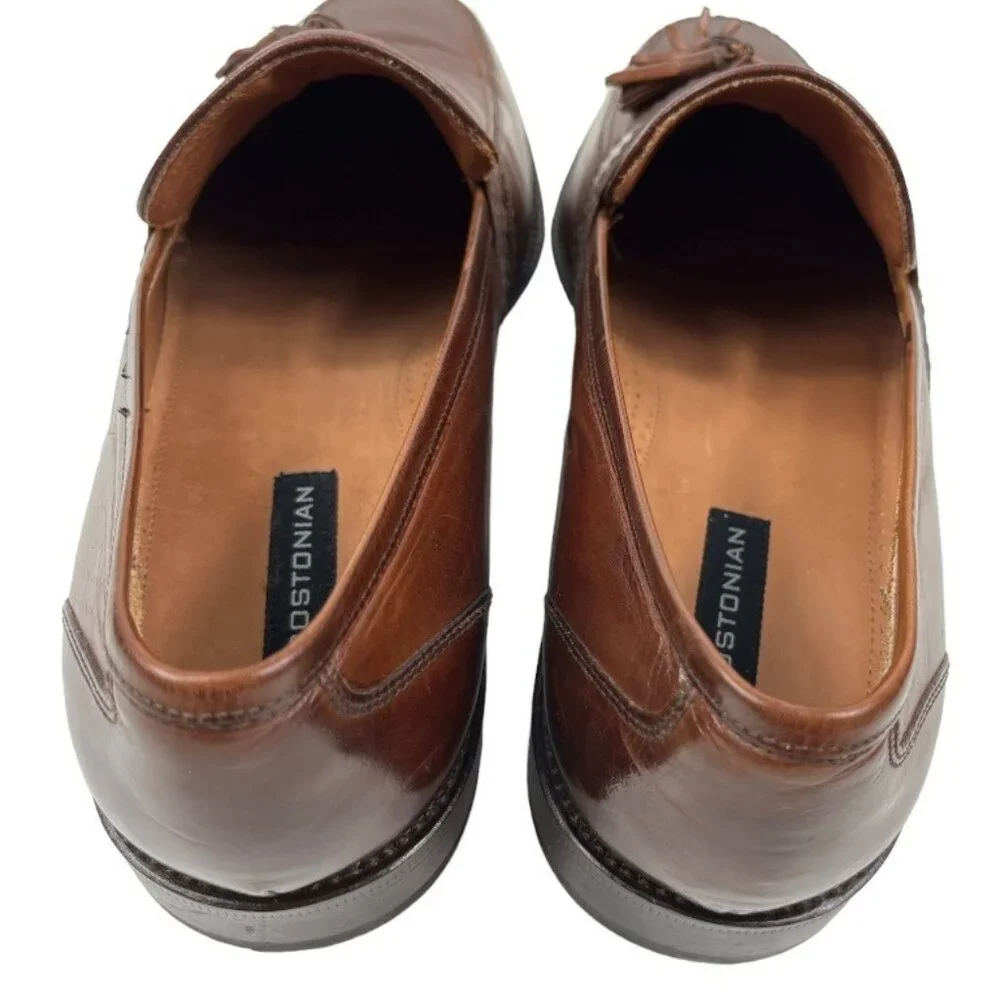 Bostonian Brown Leather Upper Dress Shoe Slip On Tassels Made in Italy Size 12